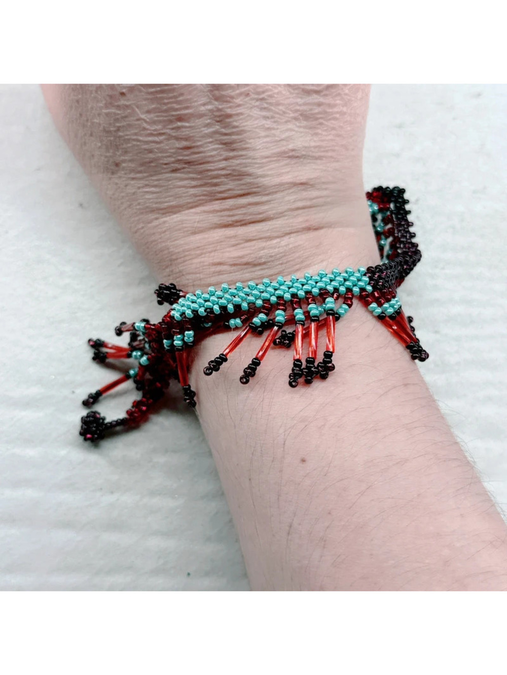 4679gc. Brown Seed Bead Bracelet Fringe